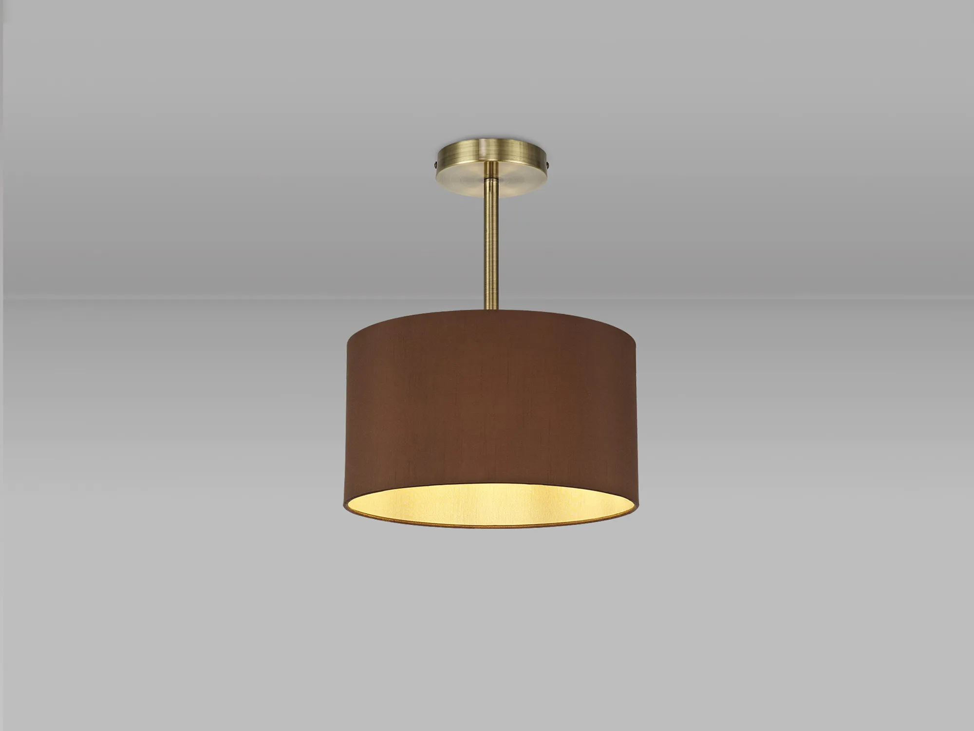 Baymont 30cm Semi Flush 1 Light Antique Brass; Raw Cocoa/Grecian Bronze DK0162  Deco Baymont AB RC